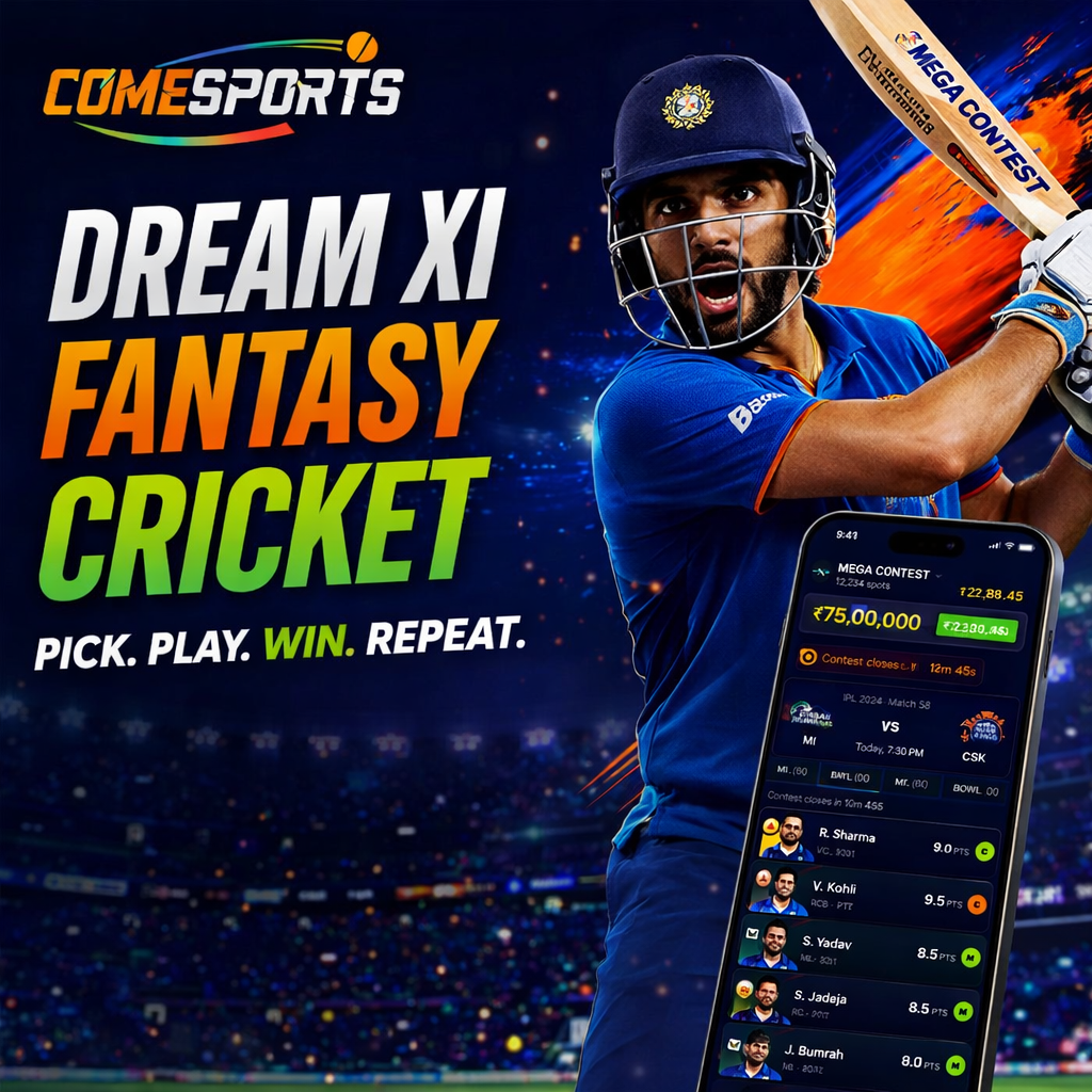 Fantasy 2026 Dream XI fantasy cricket ad visual