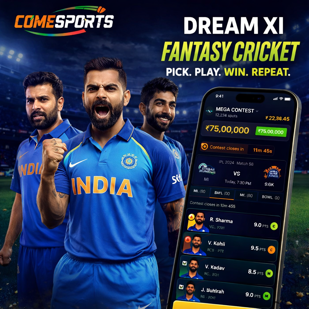 Fantasy 2026 fantasy cricket and India team visual
